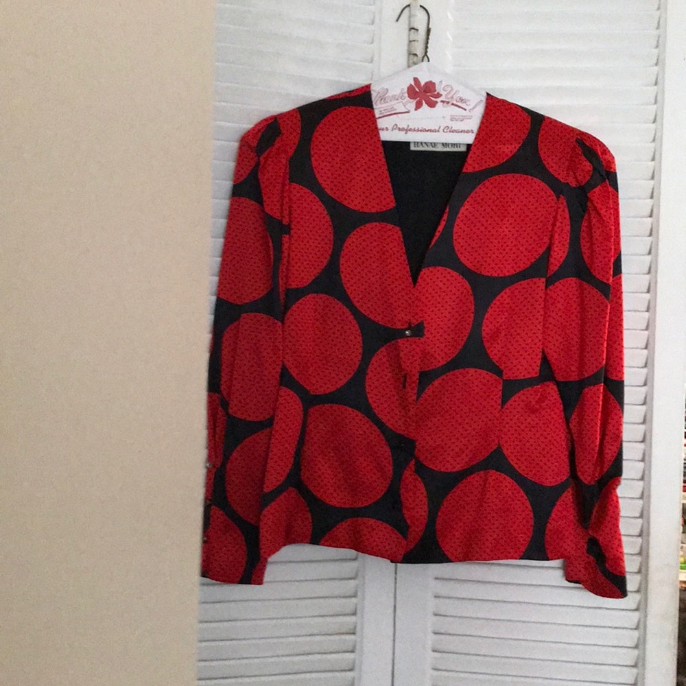 Designer silk evening jacket black and red